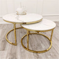 Cato Nest of 2 Short Round Coffee Gold Tables