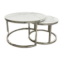Cato Nest of 2 Short Round Coffee Silver Tables